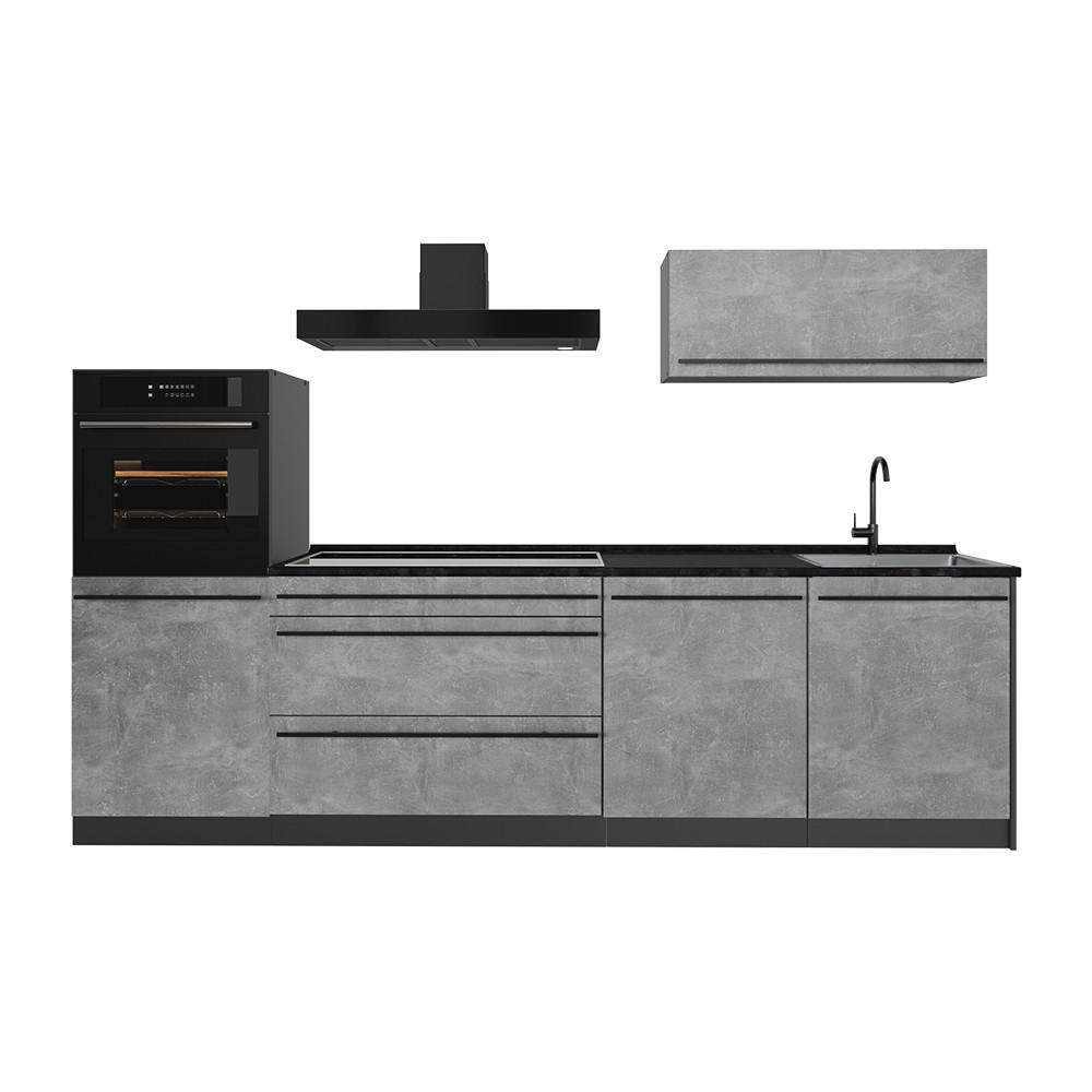 Vicco Küchenzeile Grau, Anthrazit 280x143x60 cm