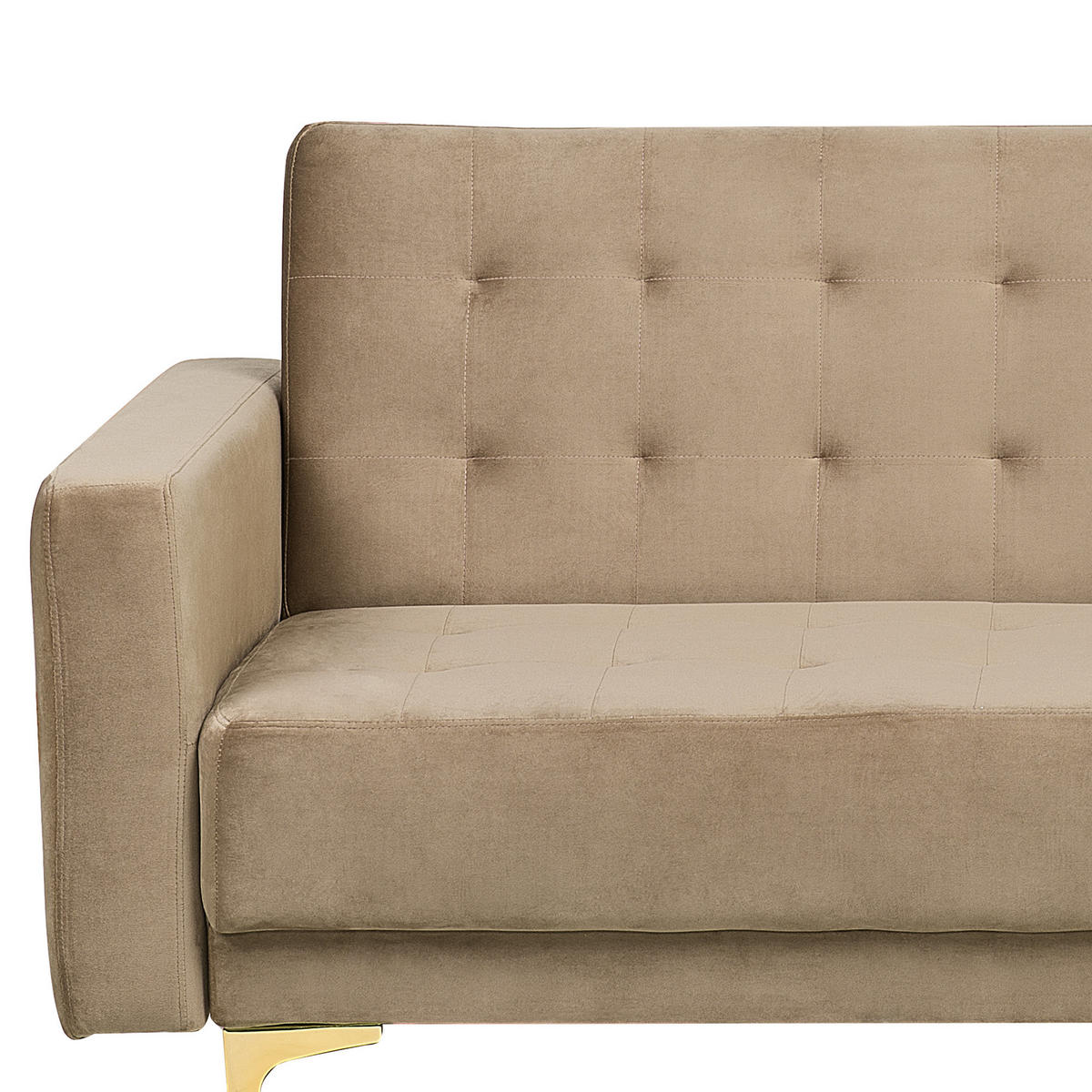 3-SITZER-SCHLAFSOFA Samtstoff Sandbeige Aberdeen - Beige, Textil (186/83/88cm) - Beliani
