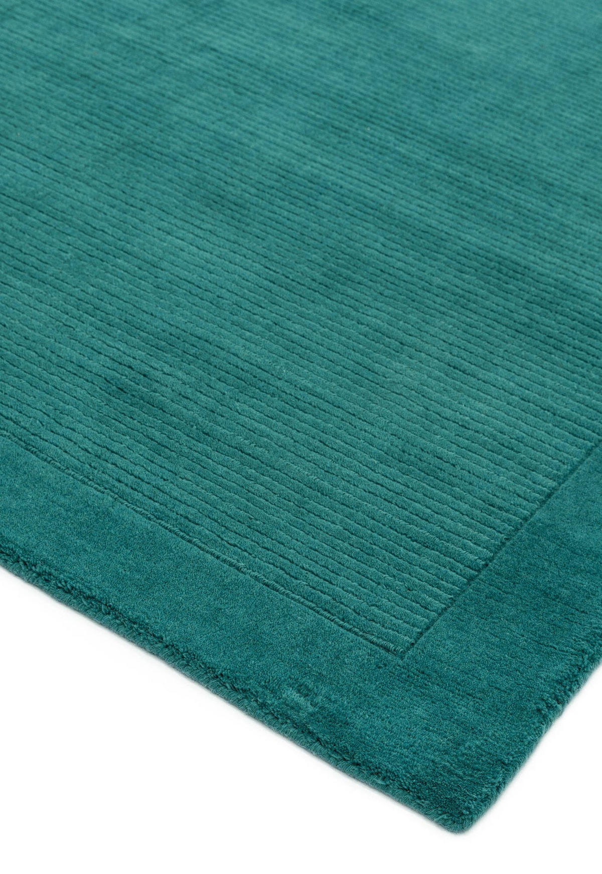 TEPPICH Schurwolle handgewebt mit Bordüre modern STOW, Türkis 160x230 cm - Türkis, Textil (160/230cm) - KADIMA DESIGN