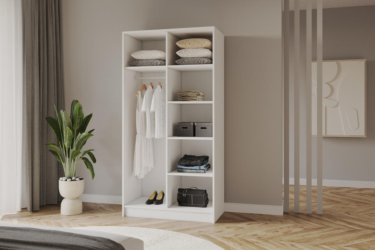 KLEIDERSCHRANK - LUSSO - 102 - Weiß - Goldfarben/Weiß, Holzwerkstoff (102/200/51cm) - ALTDECOR