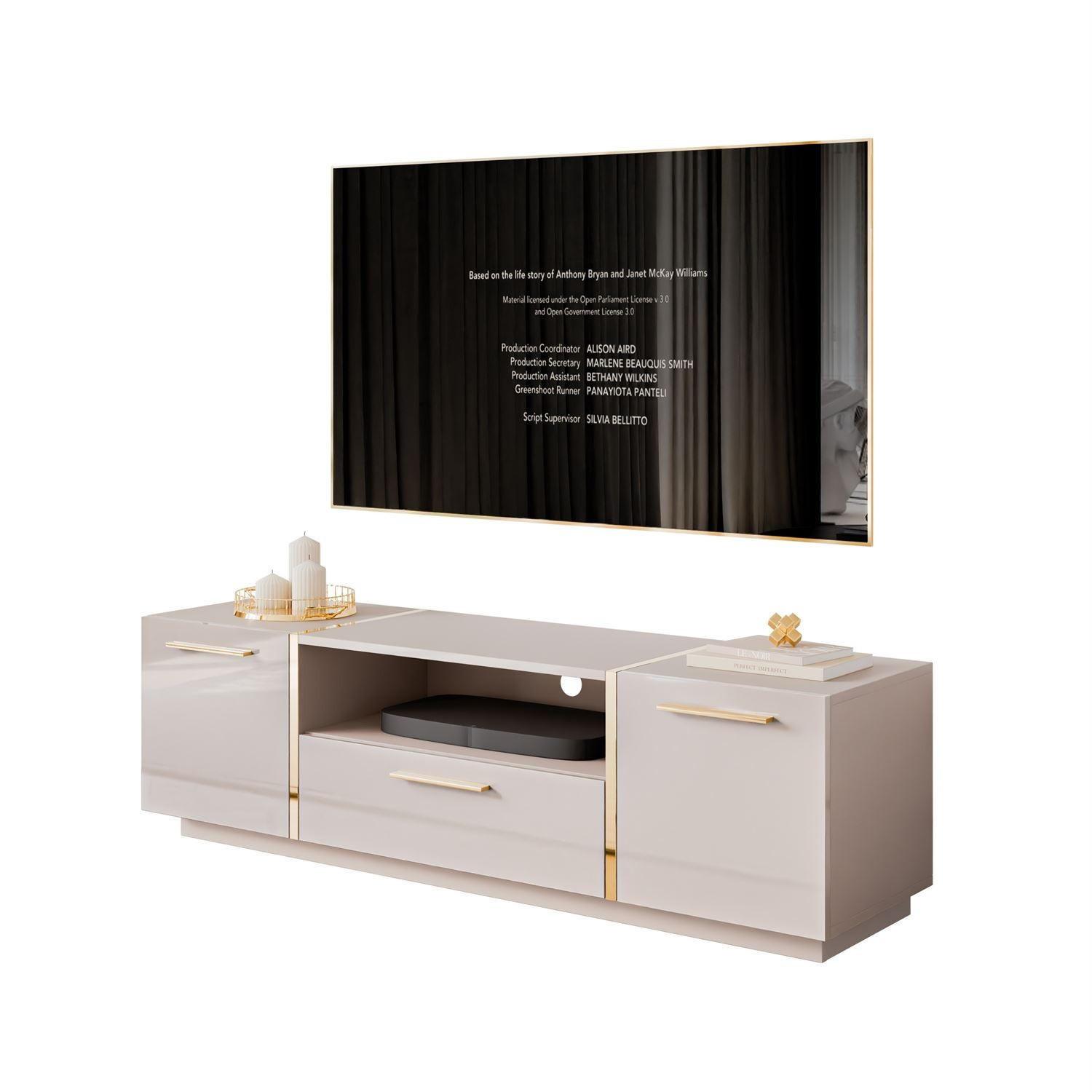 TV ELEMENT ONYX Kaschmir Hochglanz - Kaschmir, Holzwerkstoff (158/46/41.3cm) - Lookway