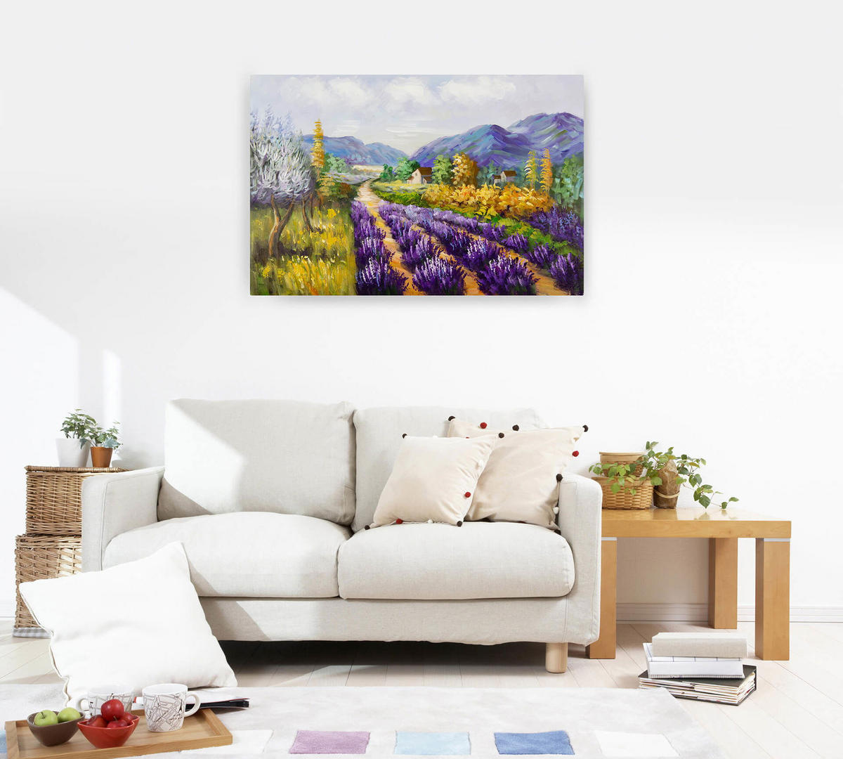 ACRYLBILD HANDGEMALT 90/60 cm - Lila, Holz/Textil (1.5/60cm) - KUNSTLOFT