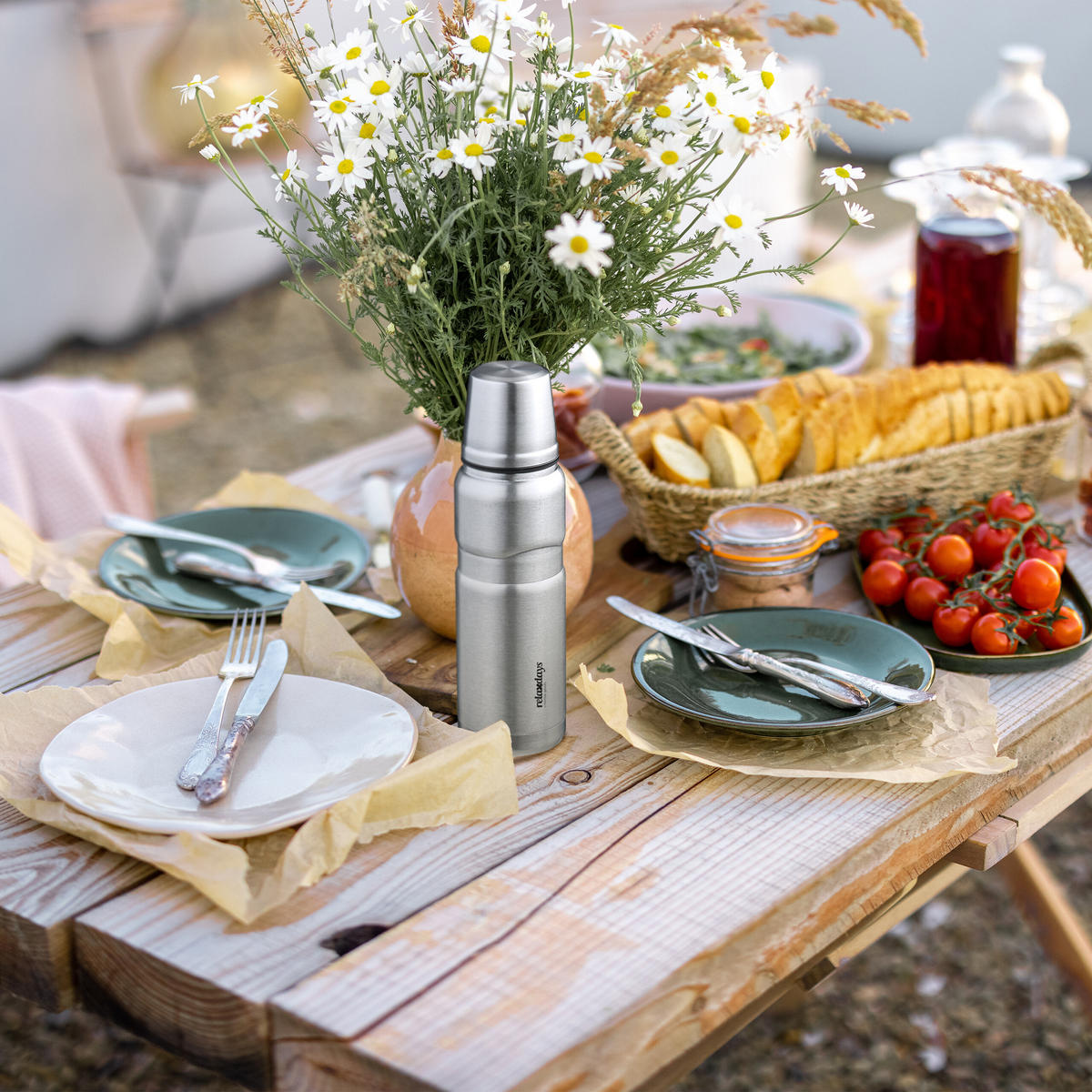 EDELSTAHL-TRINKFLASCHE - Silberfarben, Kunststoff/Metall (0.5L) - Relaxdays