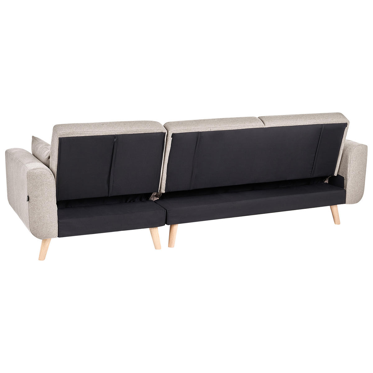 ROZKLÁDACÍ ROHOVÁ POHOVKA 3-místná Látka Béžová levostranná Kaarina - světle hnědá, textil (260/152cm) - Beliani