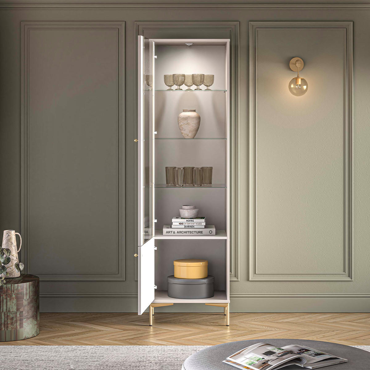 VITRINA Sélène Kašmir - bež, drvni materijal (54/190/40cm) - Petits-meubles