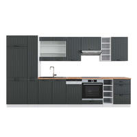 KÜCHENZEILE Fame-Line Anthrazit Landhaus/Weiß 355 cm, AP Eiche - Dunkelgrau/Weiß, Holzwerkstoff (355/81.6/60cm) - Vicco