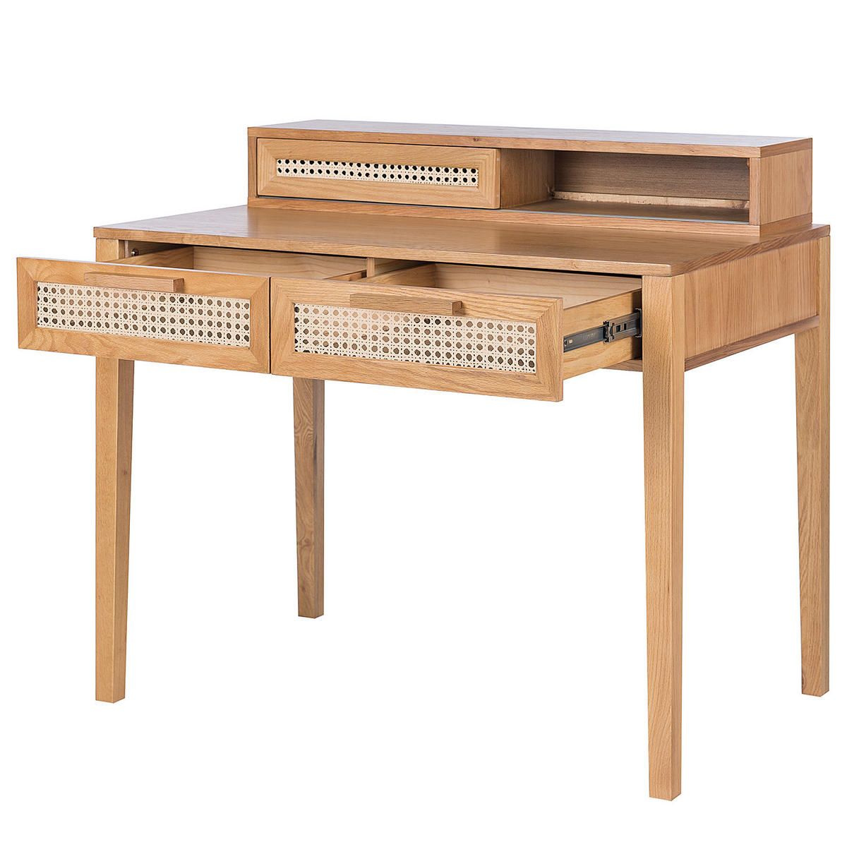 SCHREIBTISCH - Wiener Geflecht / Echtholzfurnier - Eichefarben, Holz/Naturmaterialen (60/100/91cm) - home24