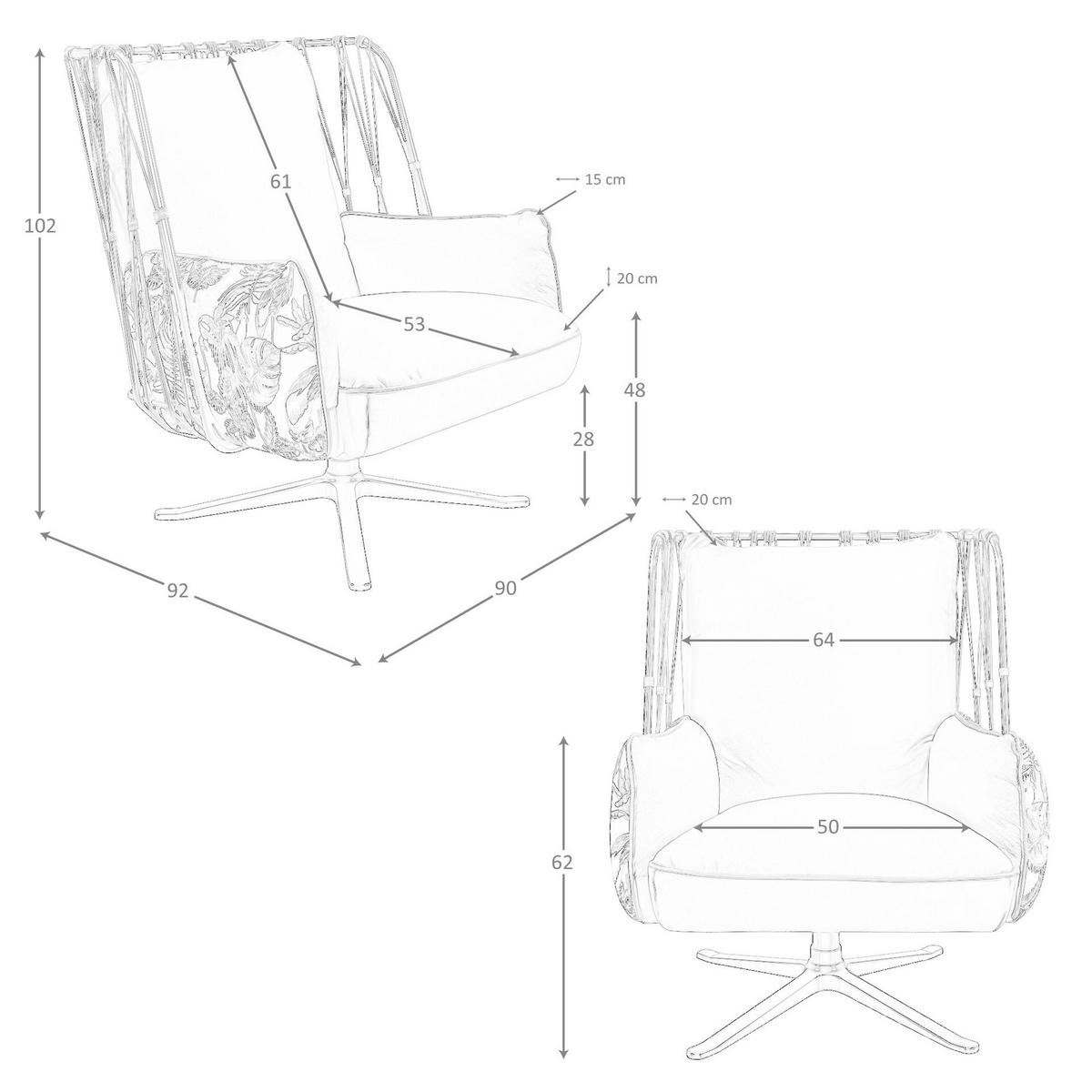 DREHSESSEL Braun Stahl abgedunkelt 90/92/102 cm - Braun, Leder/Metall (90/102/92cm) - ANGEL CERDA