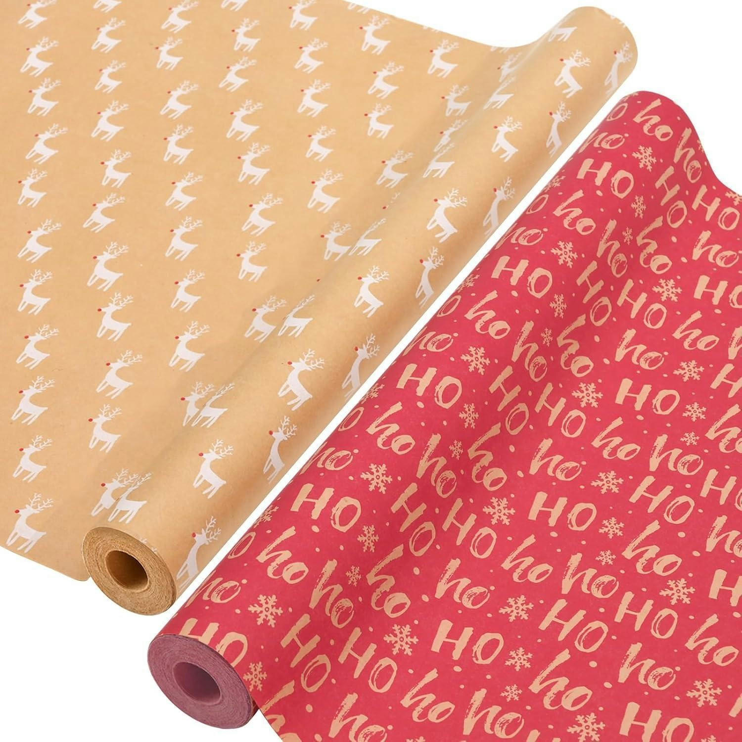 GESCHENKPAPIER 2-teiliges Set 43 cm x 15 m Kraftpapier Weihnachten - Multicolor, Papier (8/4/43cm)