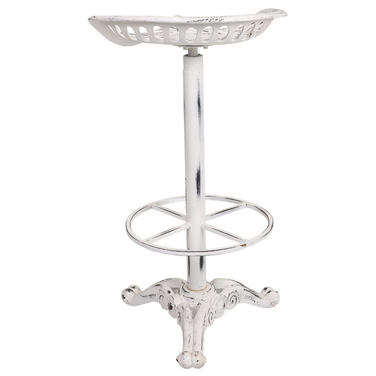 HOCKER aus Metall und Holz, weiß, 44x34x80cm - Weiß, Metall (44/80/34cm) - Wanderlust