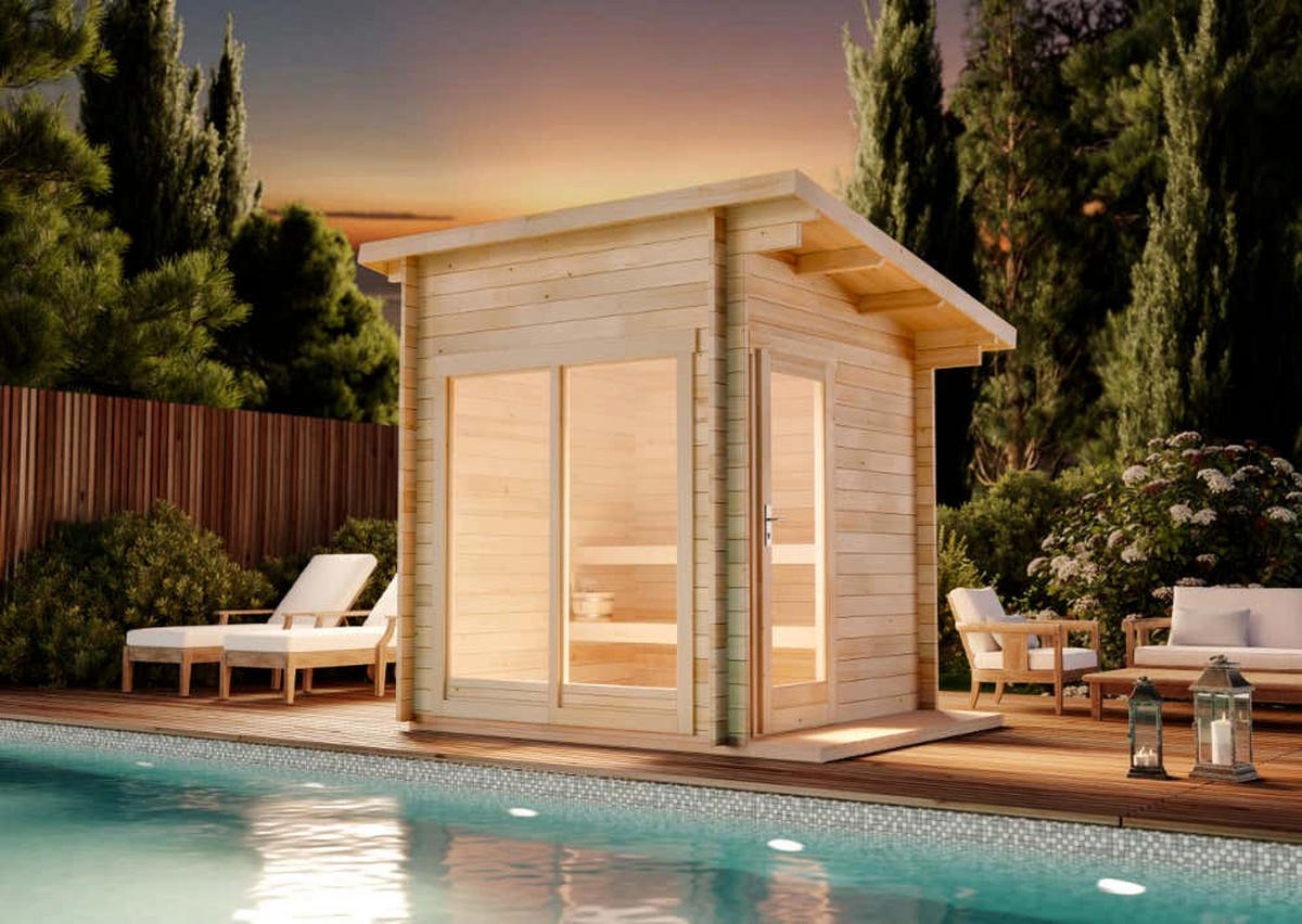 GARTENSAUNA Holz Lizzy XS - Naturfarben, Holz (278/261/228cm) - FinnTherm