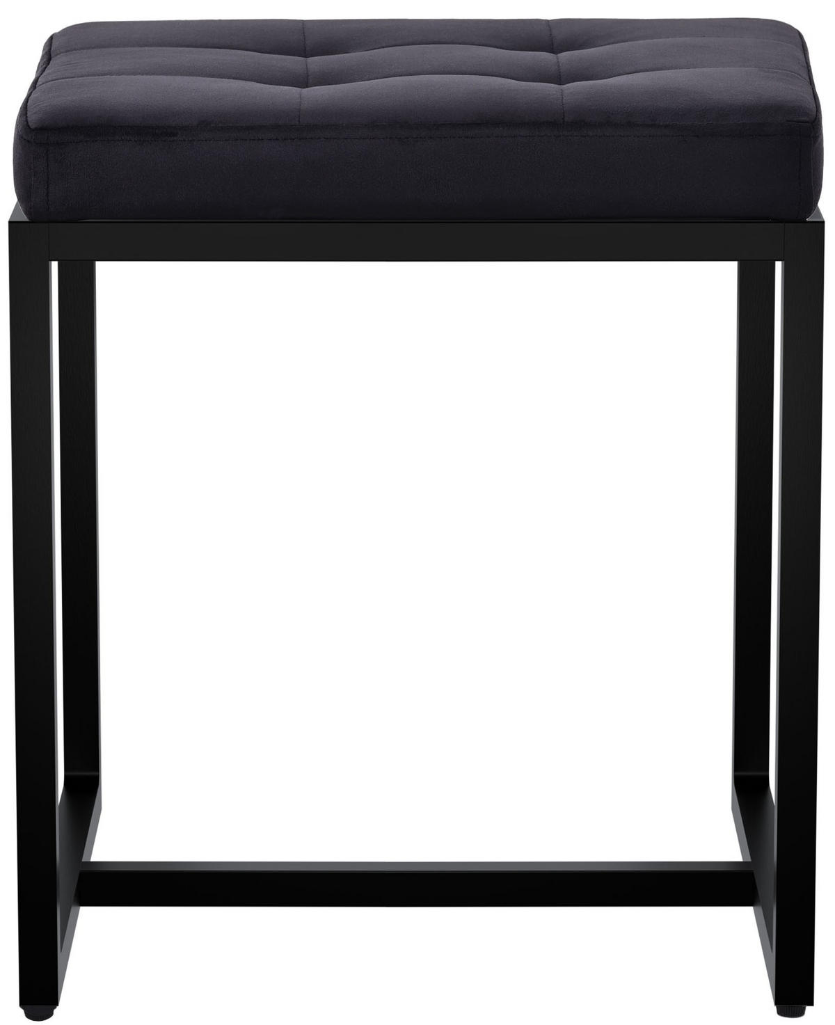 SITZWÜRFEL eckig 40/40/48 cm Samt schwarz - Schwarz, Textil/Metall (40/48/40cm) - CLP