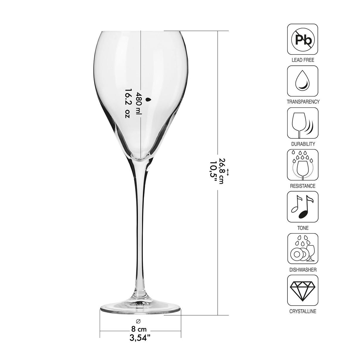 ROTWEINGLÄSER Perla, 4er-Set, 510 ml - Transparent, Glas (0.48L) - Krosno Glass