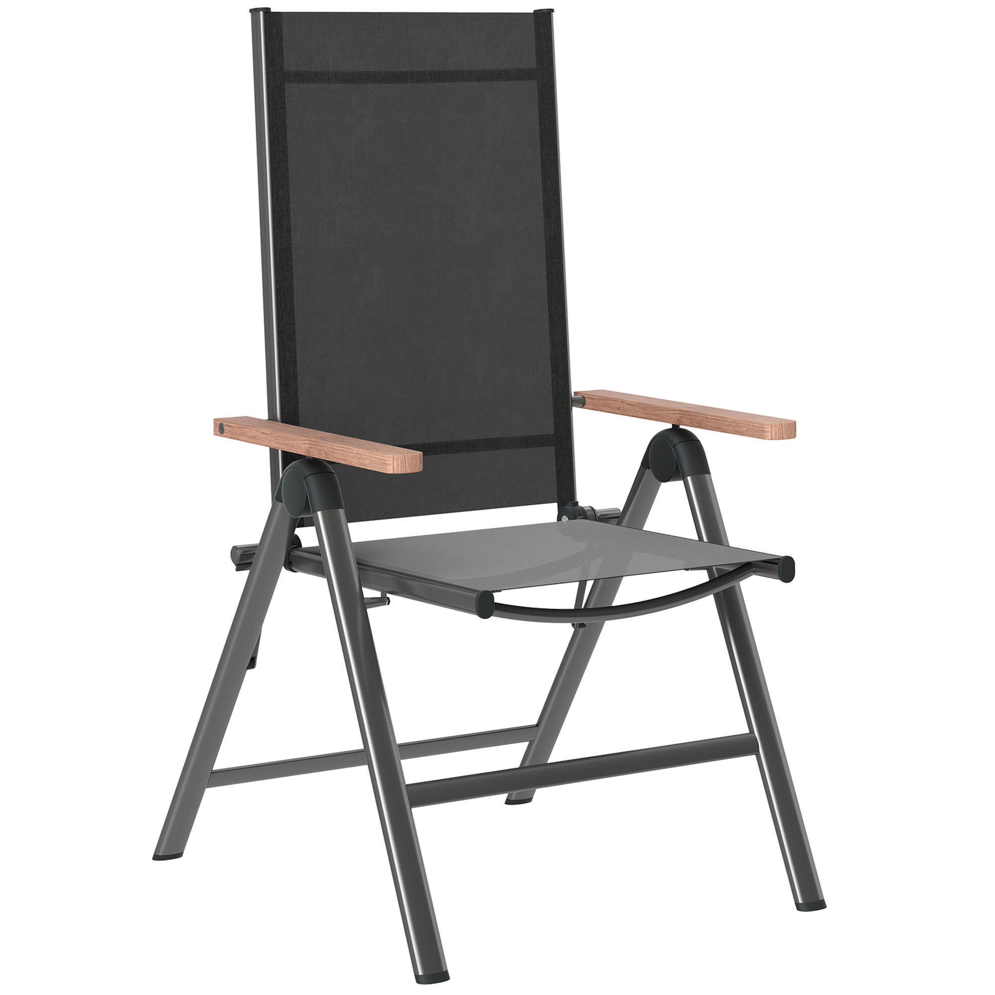 GARTENSTUHL aus Stahl Klappstuhl mit Armlehnen - Schwarz, Metall (60/108/73cm) - Outsunny