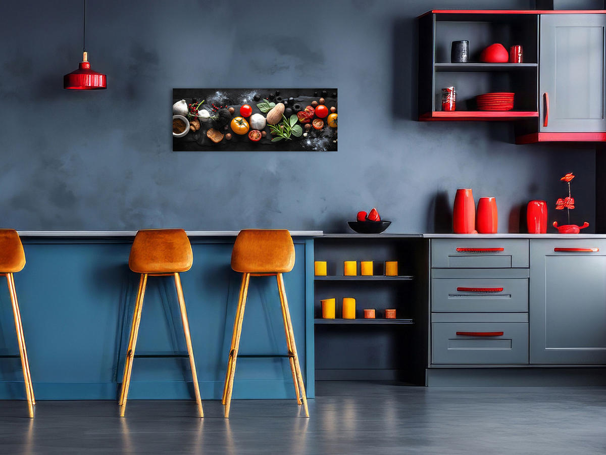 GLASBILD 80x30 cm Küche Gourmet modern - Multicolor, Glas (80/30cm) - artissimo