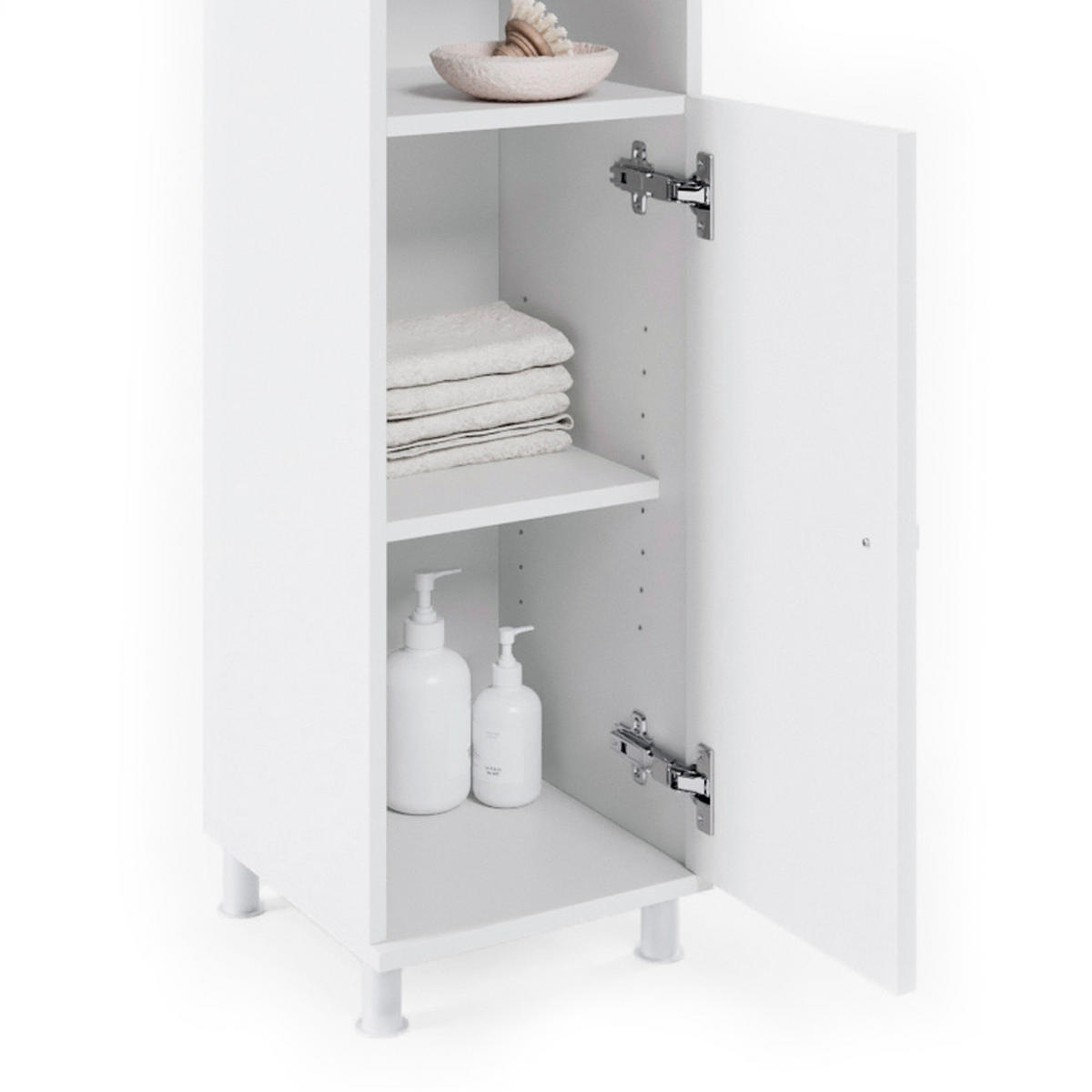 BADMÖBEL-SET Fynn Weiß 3 Teile, mit Hochschrank - Weiß, Holzwerkstoff (60/54/32cm) - Vicco