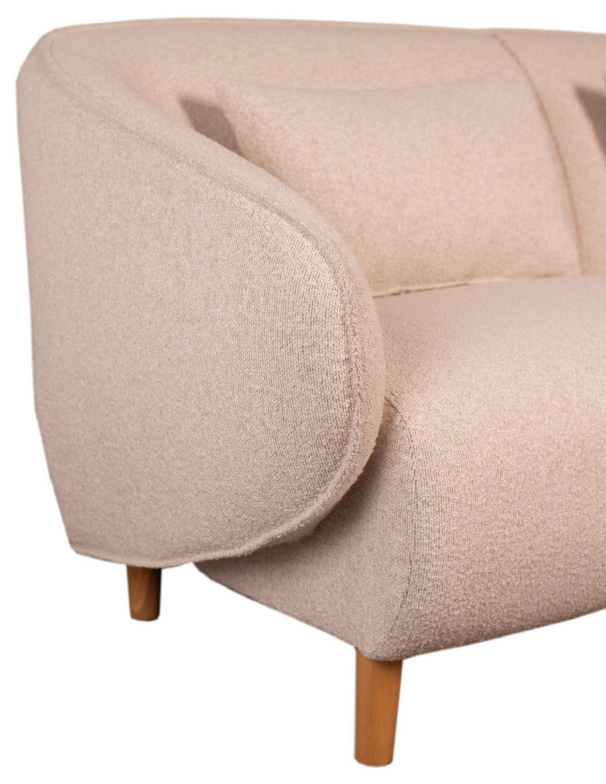 LOUNGESOFA Alezio inkl. Knuffelkissen - Dreisitzer - beige - Beige/Braun, Holz/Textil (189/86/78cm) - bene living
