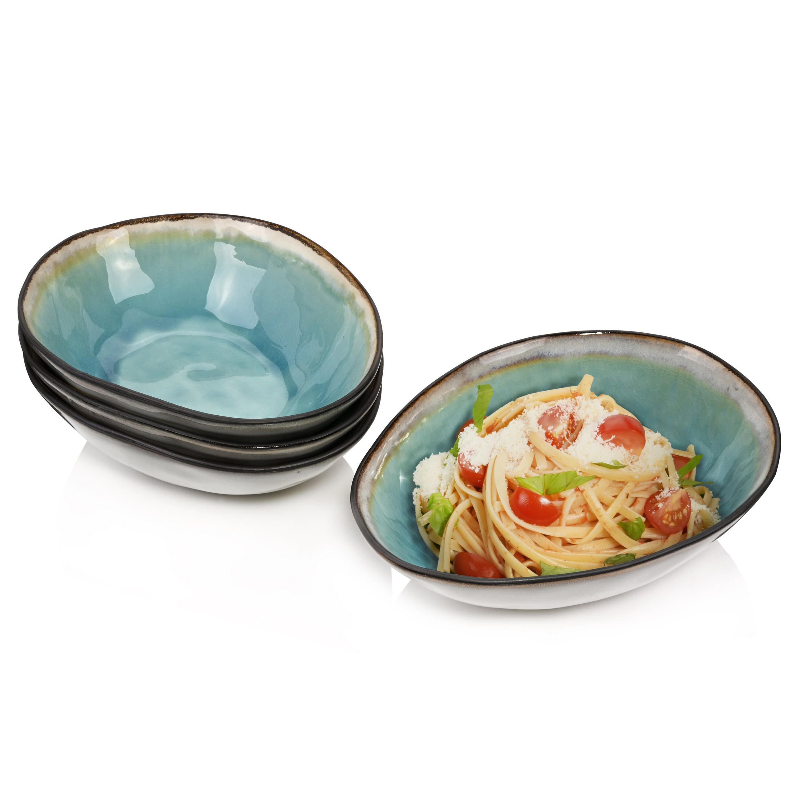 PASTATELLER SET CAPRI - 4 teilig aus Steingut - Pastellblau, Keramik (24cm) - Sänger