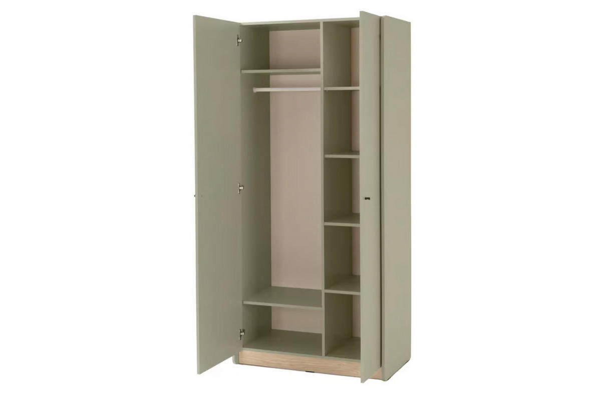 KINDERKLEIDERSCHRANK ALBI 03 zweitürig 90/50/195 in Eukalyptus / Baltic Düne Eiche - Alteiche/Eukalyptusholzfarben, Holzwerkstoff (90/195/52cm) - Deine Möbel 24