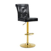 BARHOCKER DE-36795 2er-Set mit Kristallknopf-Details Schwarz - Goldfarben/Schwarz, Metall (42/125/55cm) - ComfortXL