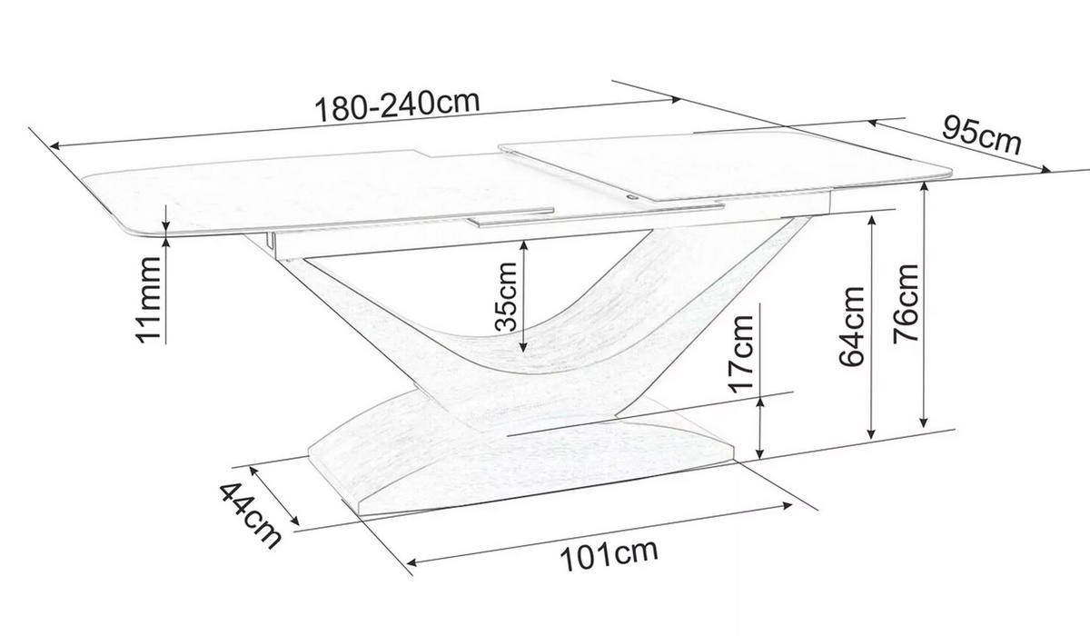 ESSTISCH Dolce Weiß Marmor / Eiche Natur 180-240 / 95 / 76cm - Braun/Weiß, Holz/Keramik (95/240/76cm) - Feldmann-Wohnen
