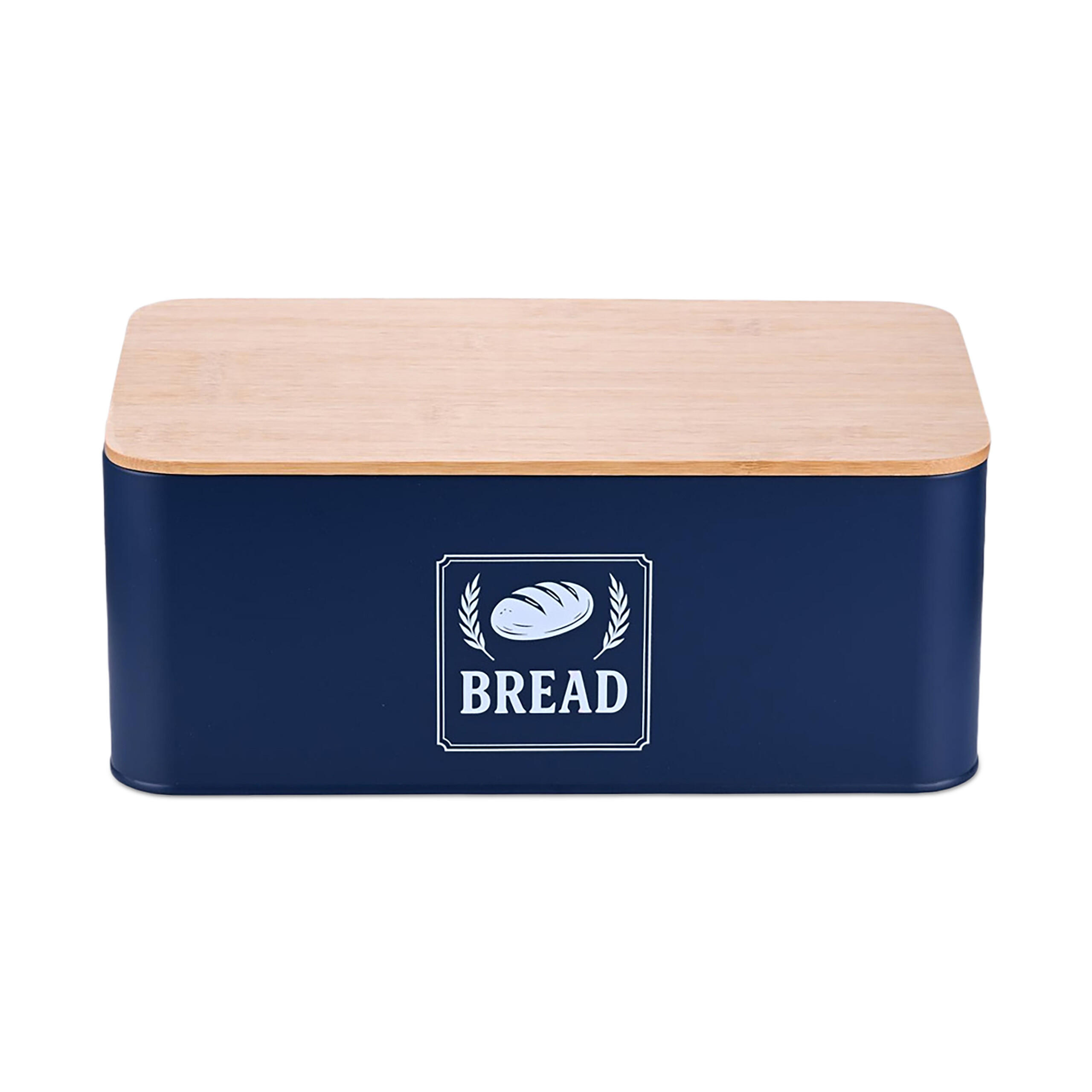BROTKASTEN - Dunkelblau, Holz/Metall (33/13.5/18cm) - Relaxdays
