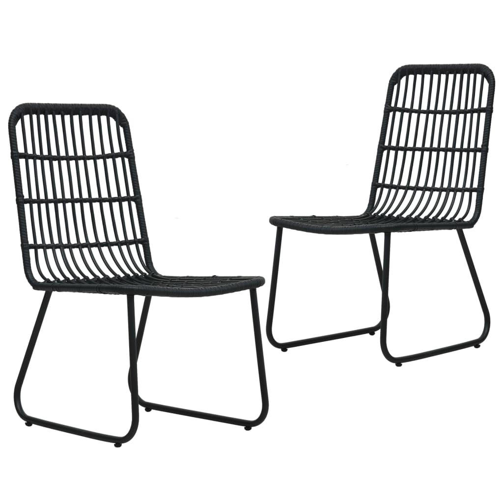 GARTENSTÜHLE 2 Stk. Poly Rattan Schwarz - Schwarz, Kunststoff (53.5/90/53.5cm) - furnicato
