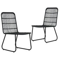 GARTENSTÜHLE 2 Stk. Poly Rattan Schwarz - Schwarz, Kunststoff (53.5/90/53.5cm) - furnicato