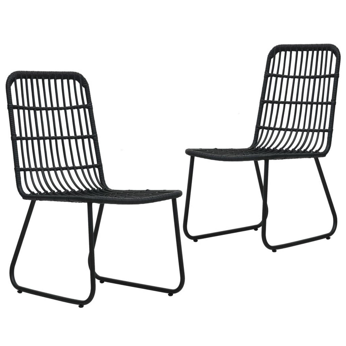 GARTENSTÜHLE 2 Stk. Poly Rattan Schwarz - Schwarz, Kunststoff (53.5/90/53.5cm) - furnicato