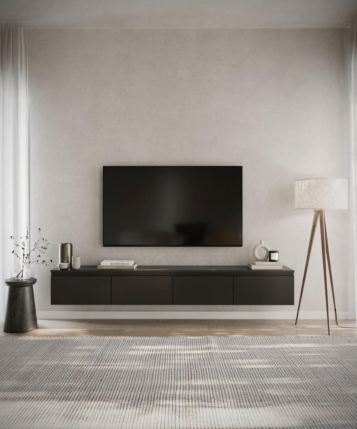 TV-LOWBOARD Bemmi Schwarz 200/28/32 cm - Schwarz, Holzwerkstoff (200/28.4/31.8cm) - Selsey