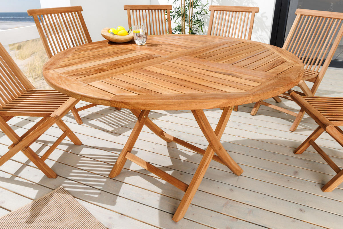 GARTENTISCH EMPIRE TEAK Teakholz Natur 120 cm - Braun, Holz (120/120/77cm) - riess-ambiente