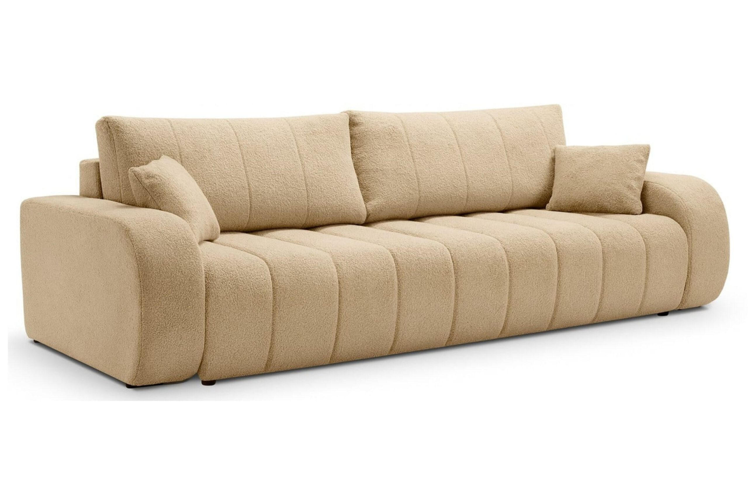 SCHLAFSOFA ALOO, Sofa mit Schlaffunktion und Bettkasten, Farbe: Taupe, Bouclé-Stoff - Taupe, Textil (248/88/105cm) - Sepro Meble