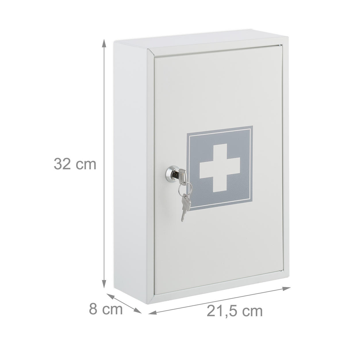 MEDIZINSCHRANK - Weiß, Metall (21.5/32/8cm) - Relaxdays