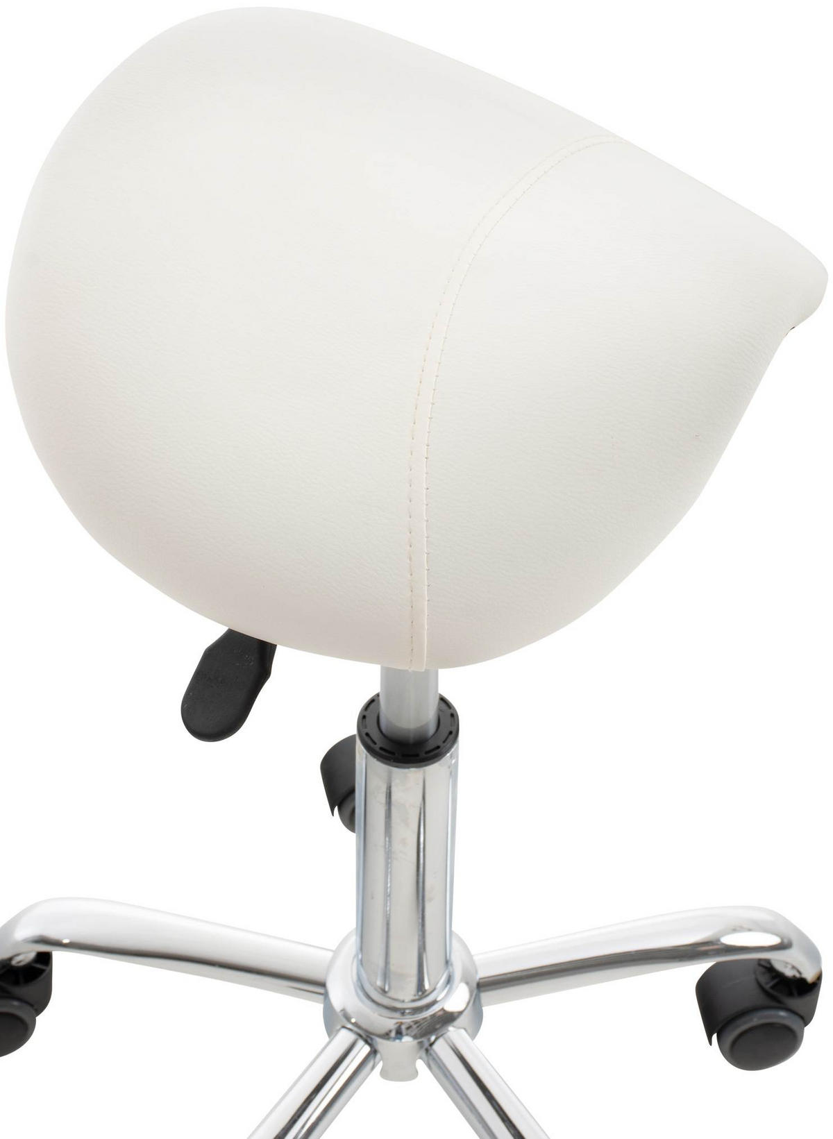 HOCKER Lederlook weiß - Chromfarben/Weiß, Textil/Metall (46/53/46cm) - CLP