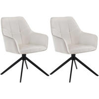 ESSZIMMERSTUHL 2er Set, Samt, Metallbeine, Creme - Creme/Schwarz, Kunststoff/Textil (58/86/63.5cm) - Woltu