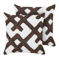 DEKOKISSEN 2er-Set Weiß 45/45 cm Carnation - Weiß/Braun, Textil (45/45cm) - Beliani