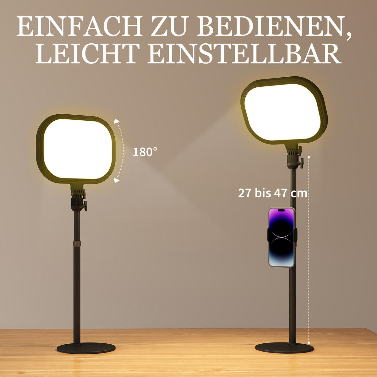 TISCHLAMPE mit Memory-Funktion, Schwarz - Schwarz, Metall (23/23/65cm) - HOMCOM