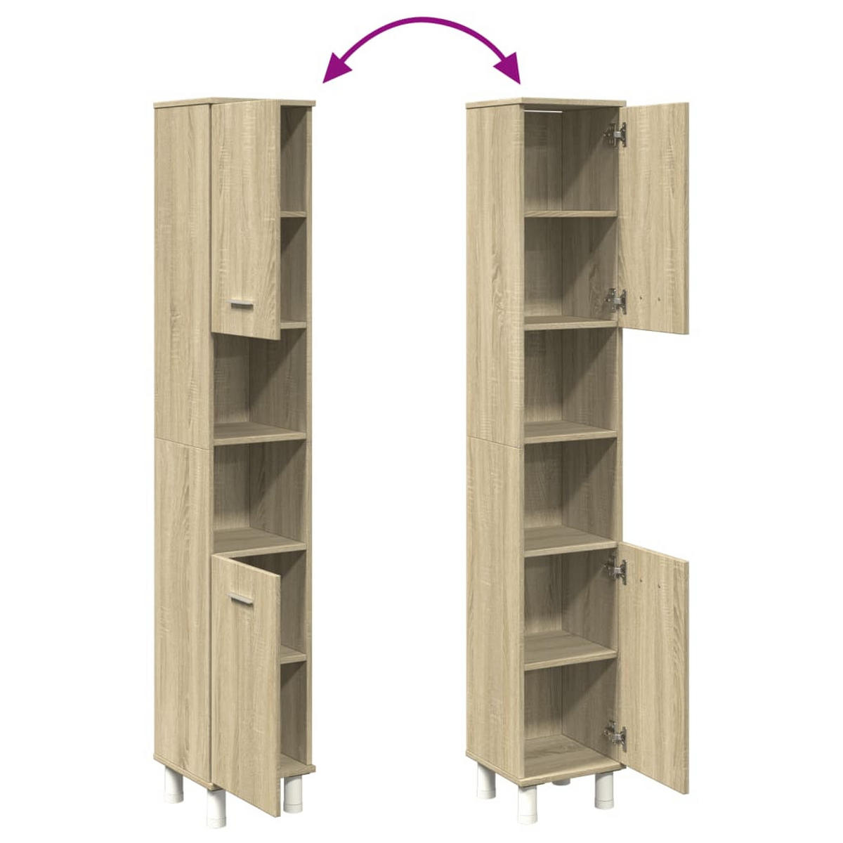 BADSCHRANK Sonoma-Eiche 30,5/30/179 Cm Holzwerkstoff - Braun, Holzwerkstoff (30/179/30.5cm) - vidaXL