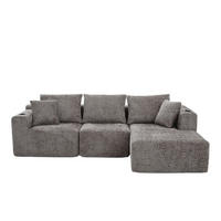 ECKSOFA 261/165/80,5 cm mit Getränkehaltern, tiefer Sitzfläche und Chenille-Bezug, Dunkelgrau - Dunkelgrau, Textil (261/165cm) - Redom