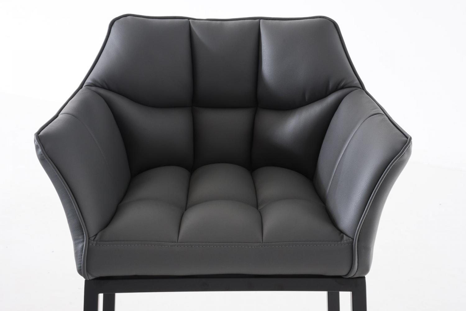 BARHOCKER 2er Set Lederlook grau - Edelstahlfarben/Grau, Textil/Metall (64/110/48cm) - CLP