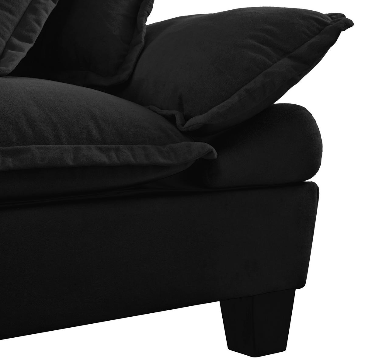 ECKSOFA aus Chenille 194x155x90 cm in Schwarz mit Ottomanen-Modul - Schwarz, Textil (155/90/194cm) - Modfu