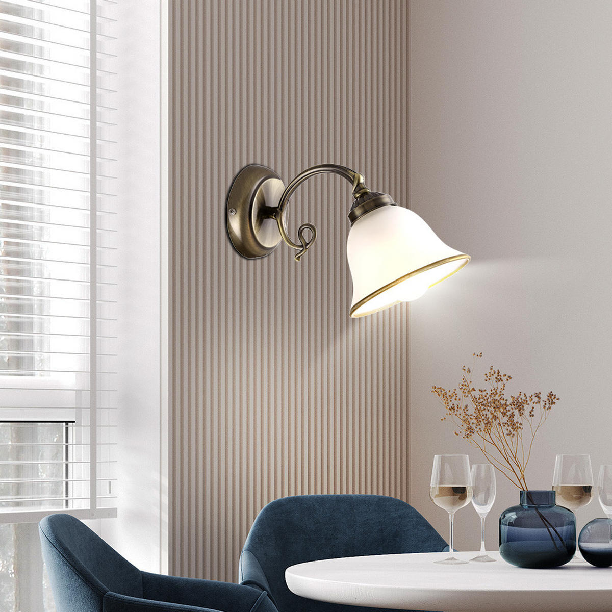 LED WANDLEUCHTE Odin Messing satiniert - Messingfarben, Glas (16/18/30cm) - Globo Lighting