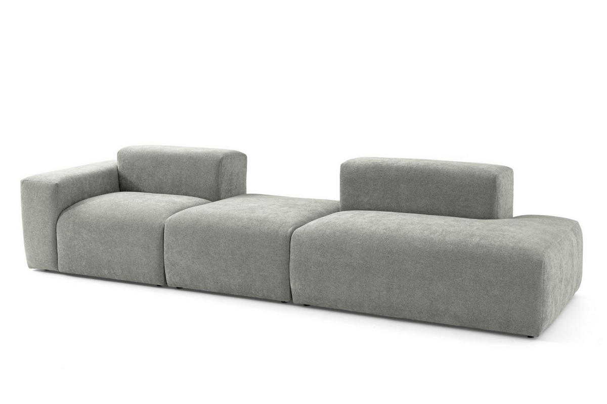 4-SITZER modulares Sofa HEAVEN SET 4 Rechts, Breite 335 cm Webstoff Grau - Schwarz/Grau, Holz/Kunststoff (102/71/335cm) - Muffo