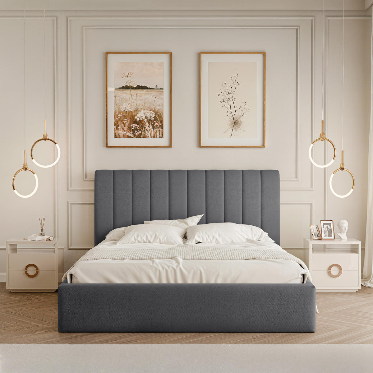 POLSTERBETT NOE 160/200 cm Bettkasten, Dunkelgrau - Grau, Holzwerkstoff/Textil (160/200cm) - Idohome