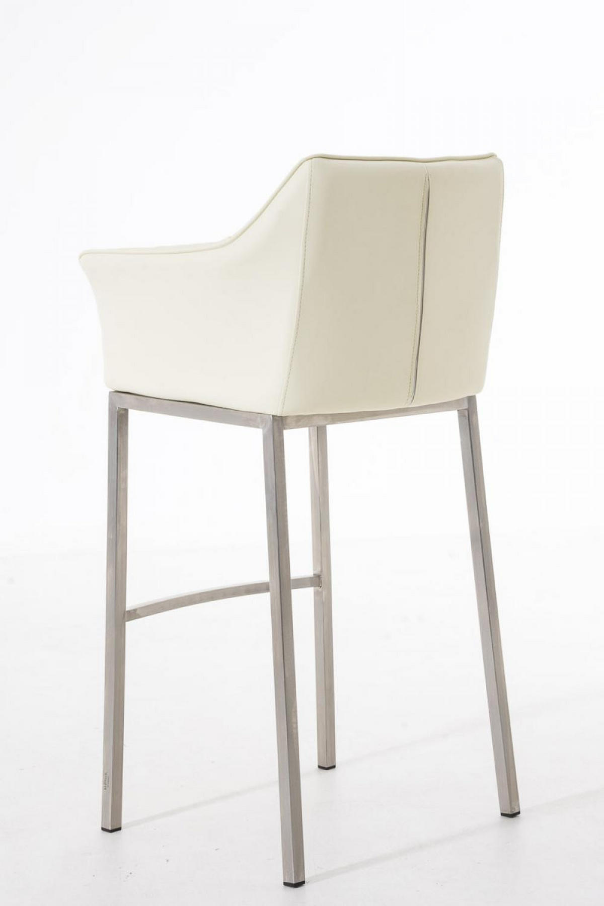 BARHOCKER Lederlook Creme - Edelstahlfarben/Creme, Textil/Metall (64/110/48cm) - CLP