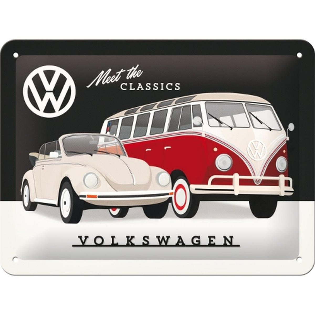 BLECHSCHILD 15/20 cm Volkswagen VW Meet The Classics - Multicolor, Metall (20/15/0.5cm) - Nostalgic-Art