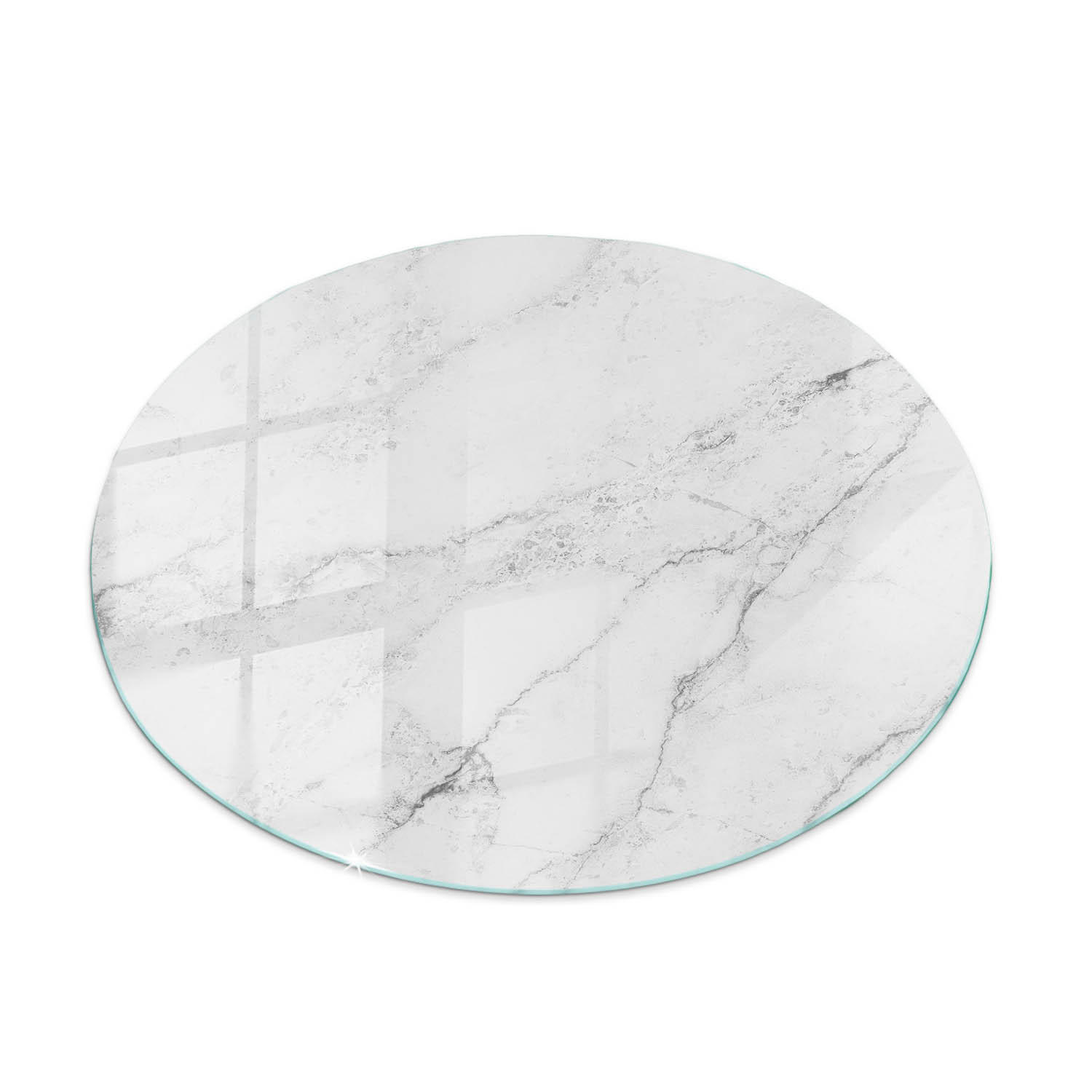 TISCHPLATTE Ø70 cm Marmorierte Oberfläche Rund - Weiß/Grau, Glas (70/70/0.4cm) - TULUP