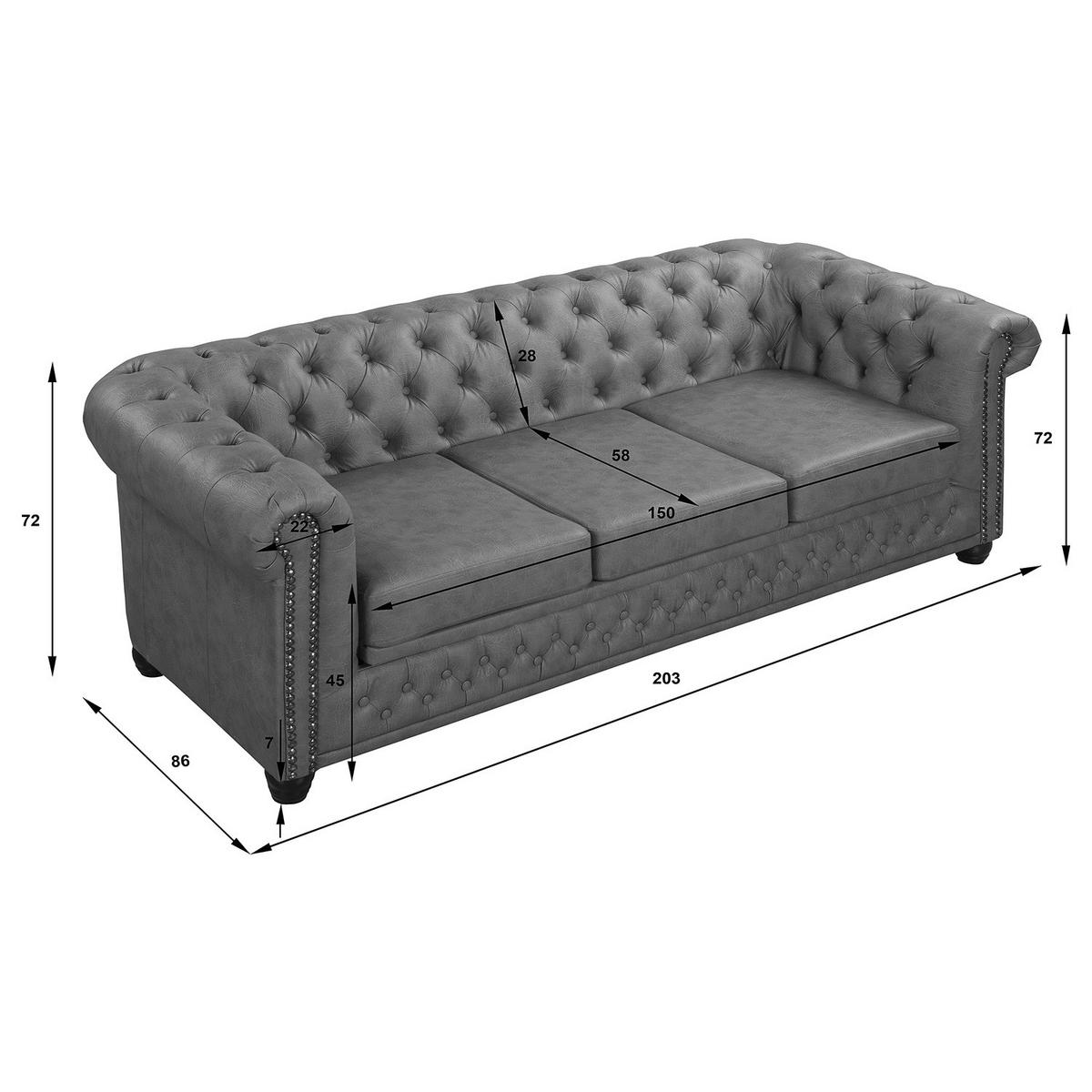 3-SITZER SOFA - Braun, Kunststoff (203/72/86cm) - home24