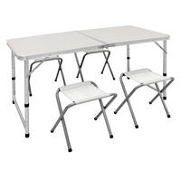 CAMPINGTISCH weiß + 4 Stühle - Weiß, Holzwerkstoff (120/60/70cm) - ECD-Germany