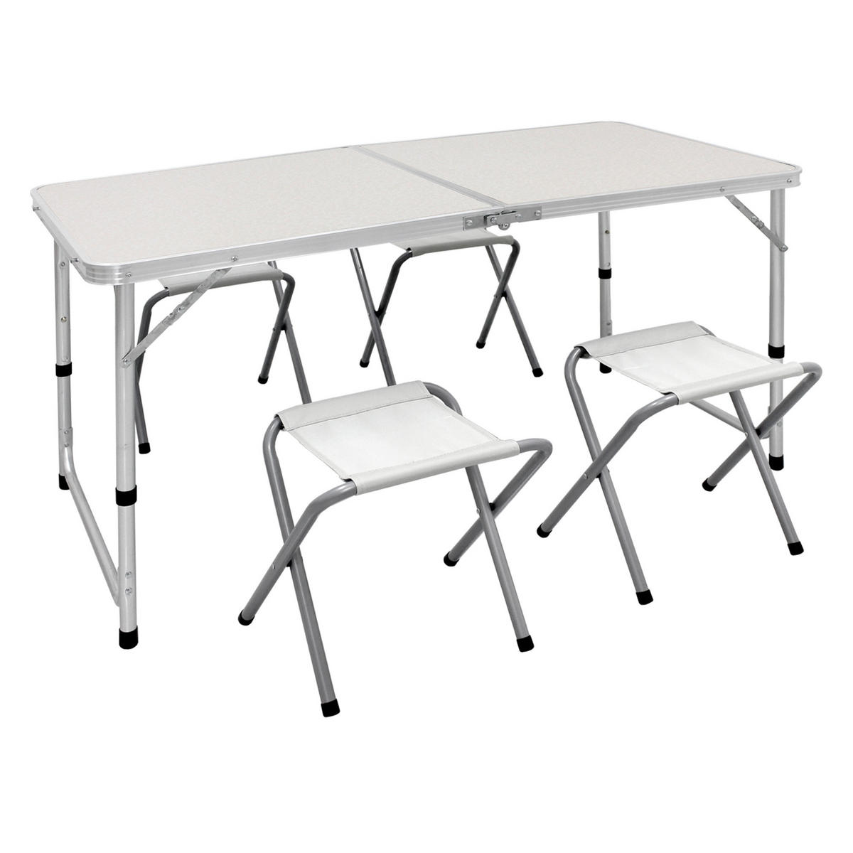 CAMPINGTISCH weiß + 4 Stühle - Weiß, Holzwerkstoff (120/60/70cm) - ECD-Germany